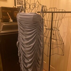 Iris Strapless Blue Ruched Dress